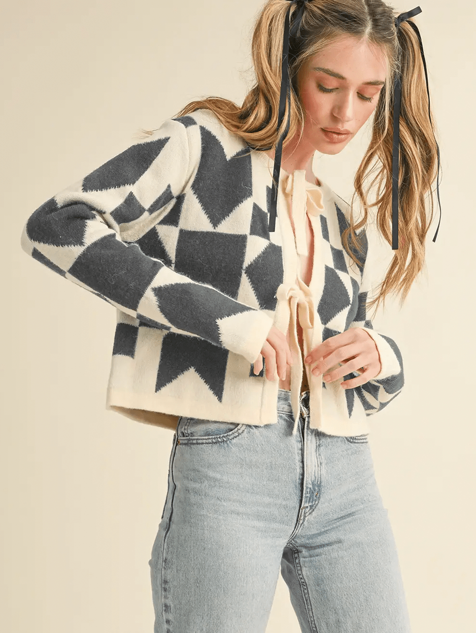 Bow Front Crop Sweater - Flea Boutiques