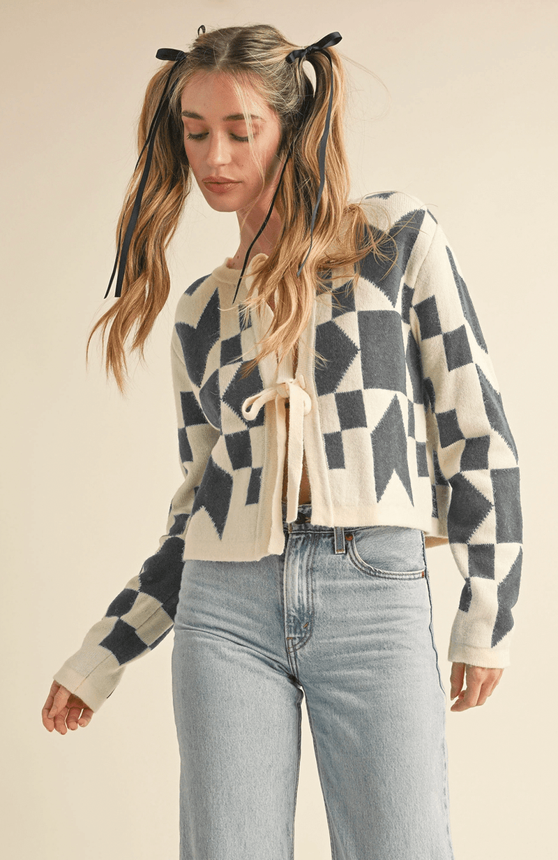 Bow Front Crop Sweater - Flea Boutiques