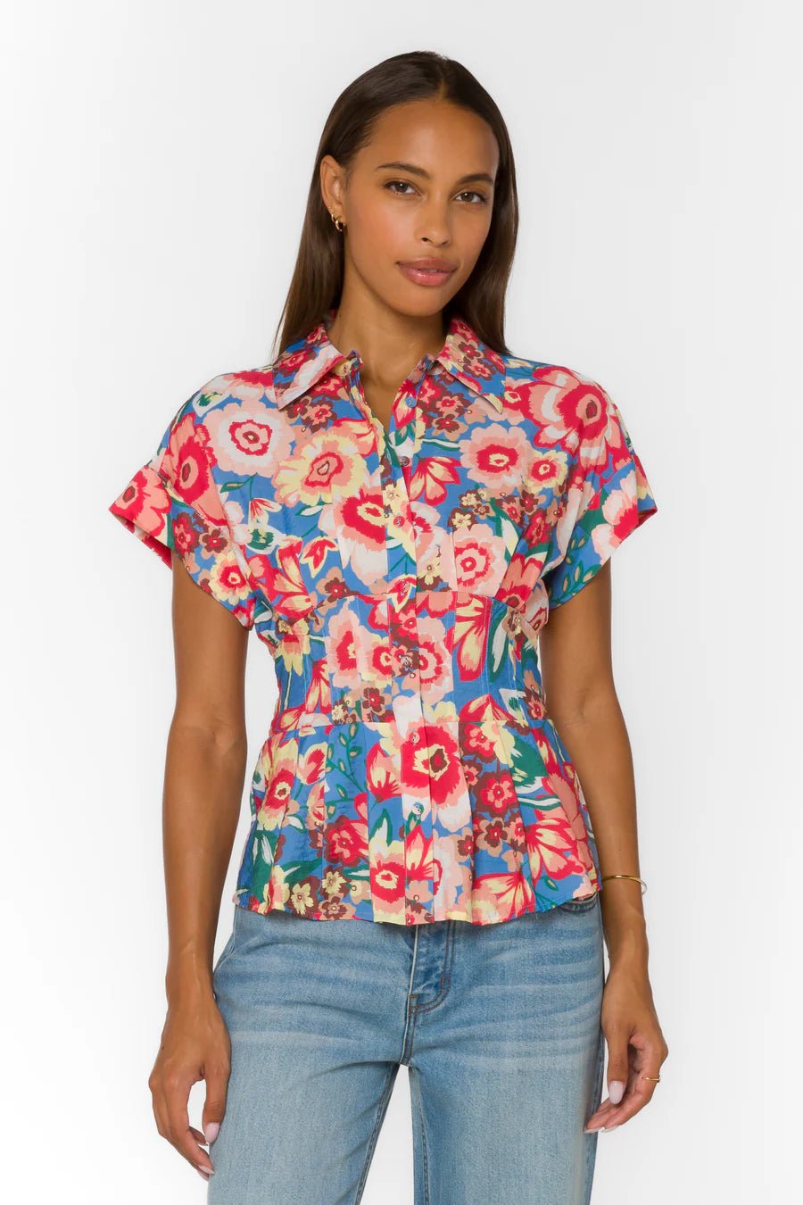 Brielle Short Slv Floral Shirt - Flea Boutiques