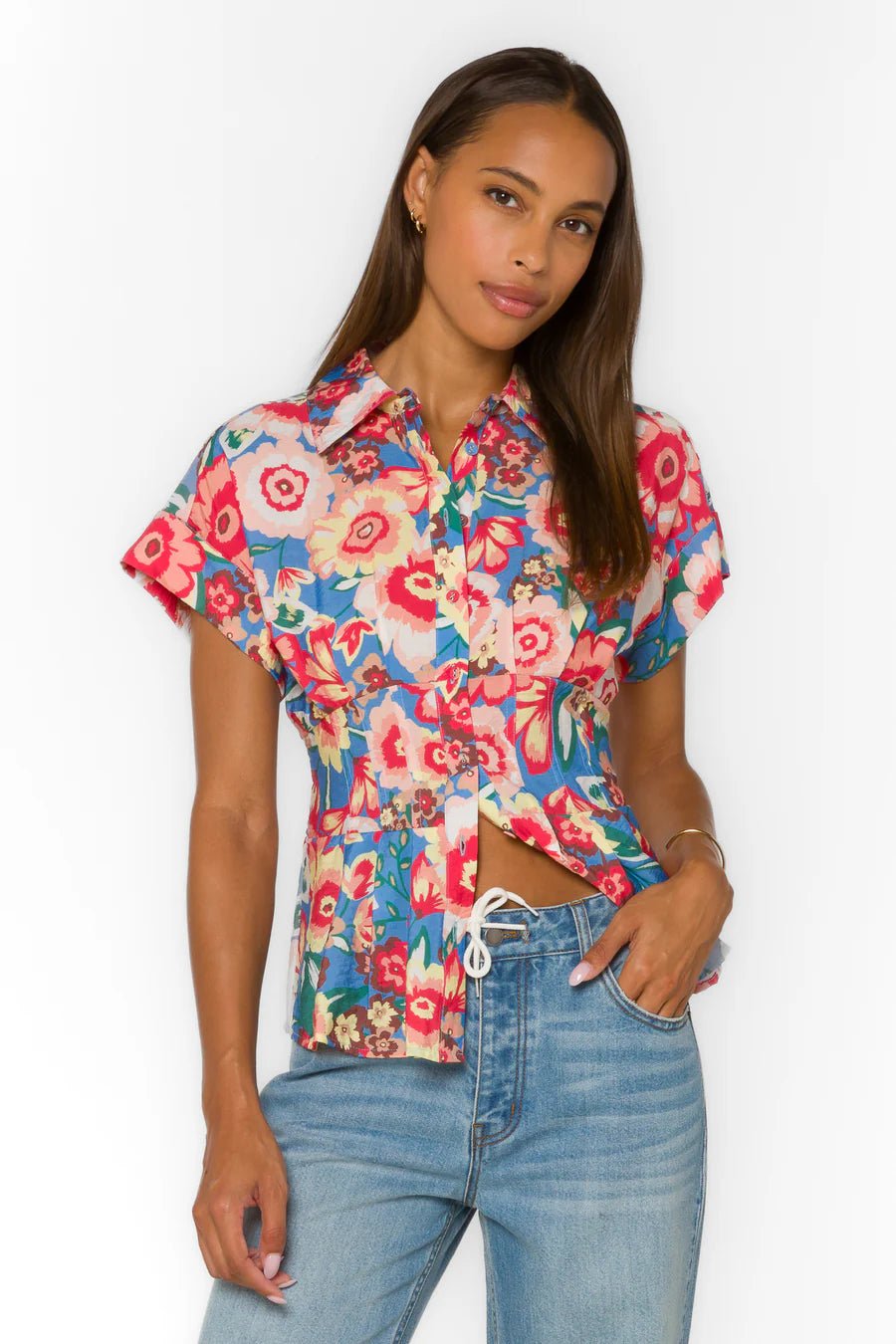 Brielle Short Slv Floral Shirt - Flea Boutiques