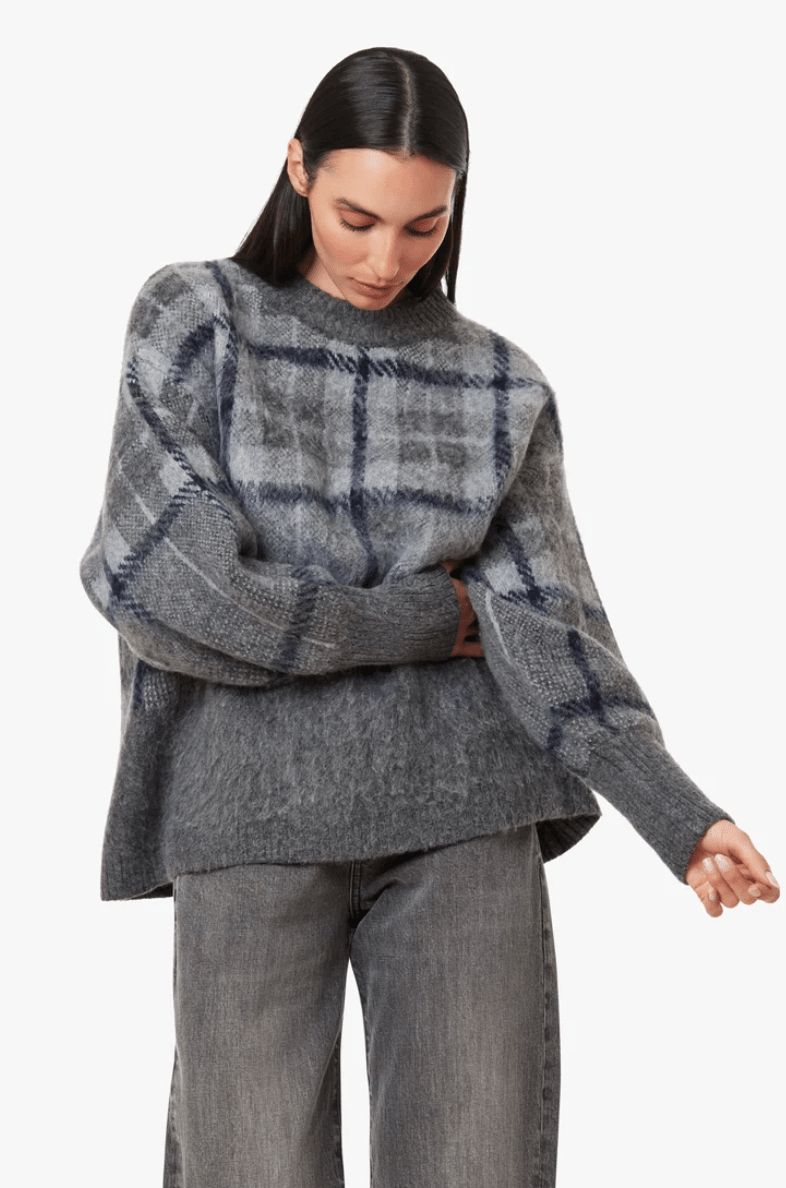 Brushed Plaid Sweater - Flea Boutiques