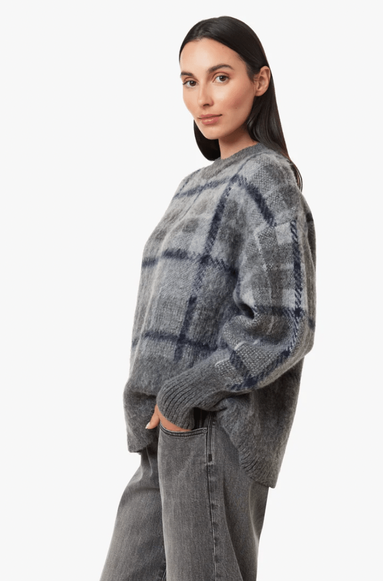 Brushed Plaid Sweater - Flea Boutiques