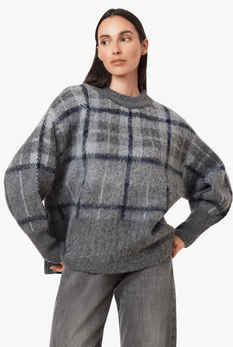 Brushed Plaid Sweater - Flea Boutiques