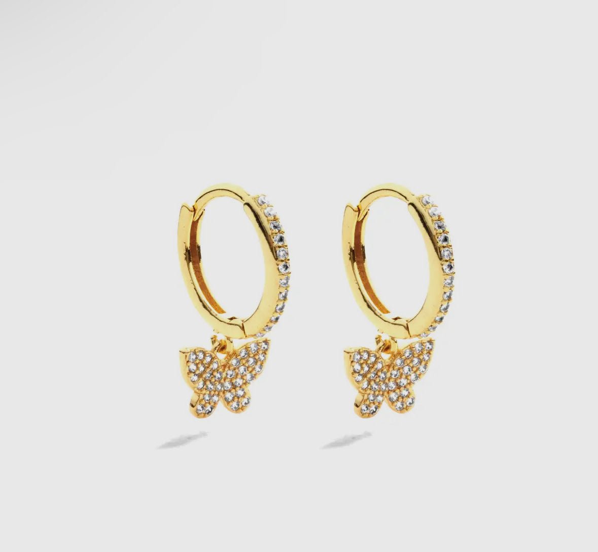 Butterfly Pave Huggie - Flea Boutiques