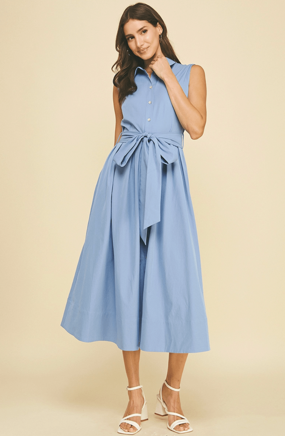 Button Down Flared Dress - Flea Boutiques