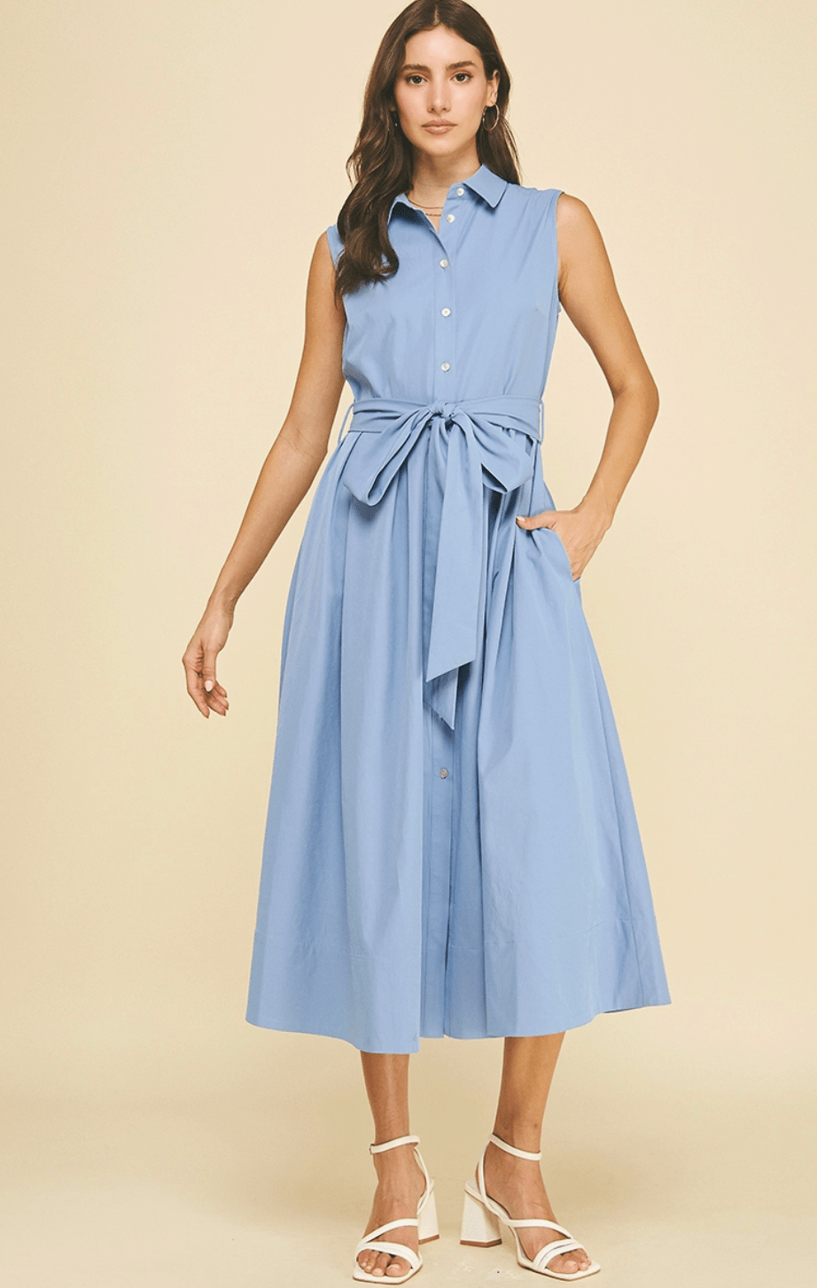 Button Down Flared Dress - Flea Boutiques