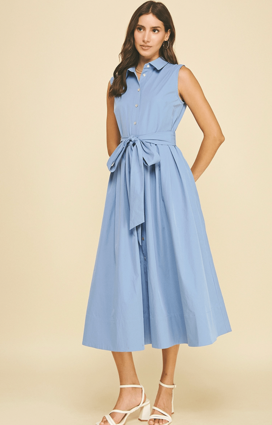 Button Down Flared Dress - Flea Boutiques