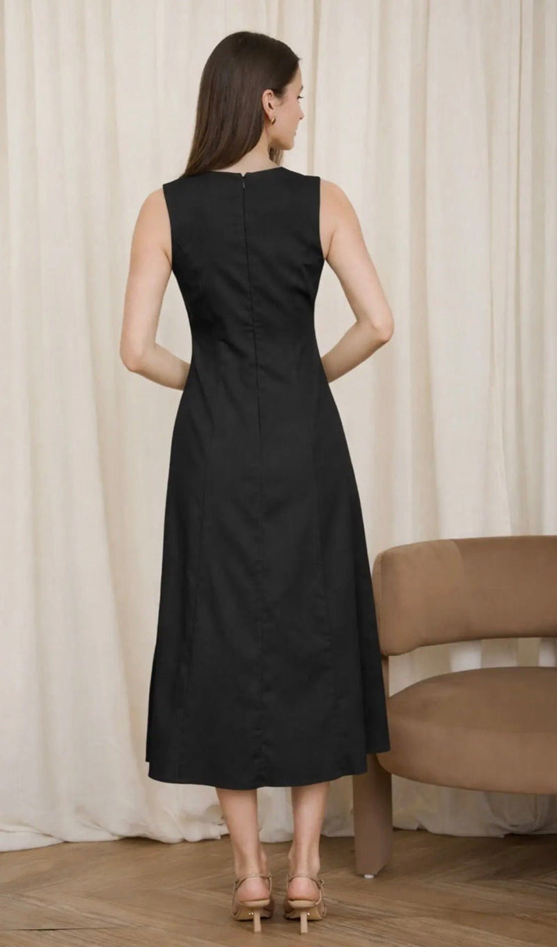 Button Down Linen Midi - Flea Boutiques