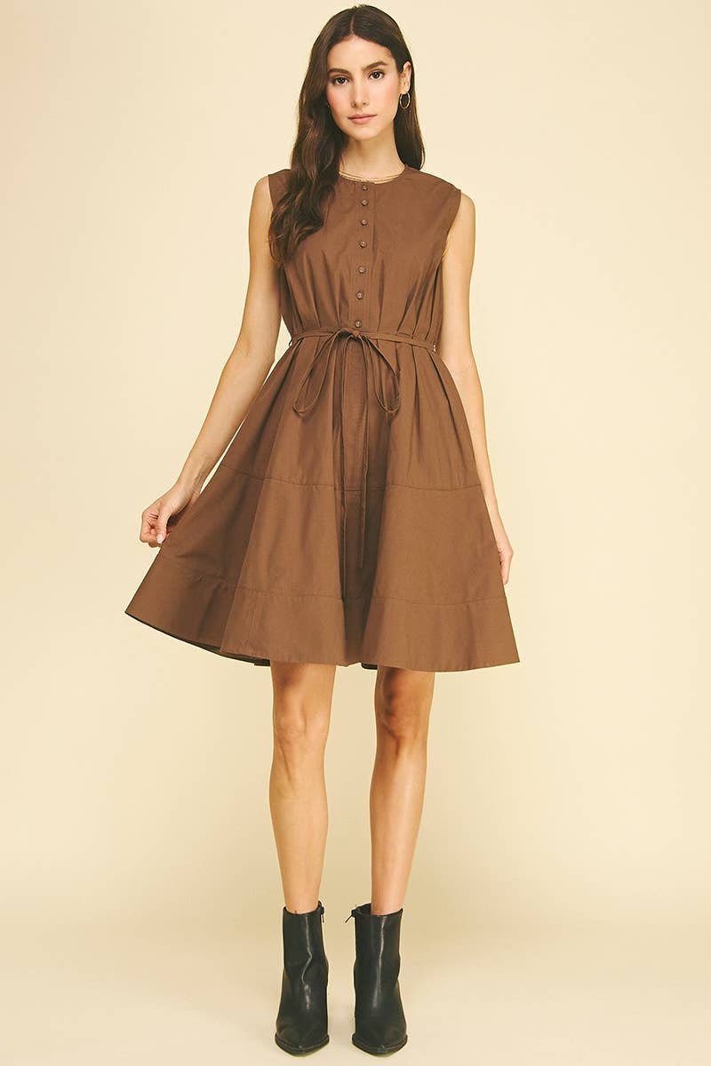 Button Down Mini Dress - Flea Boutiques