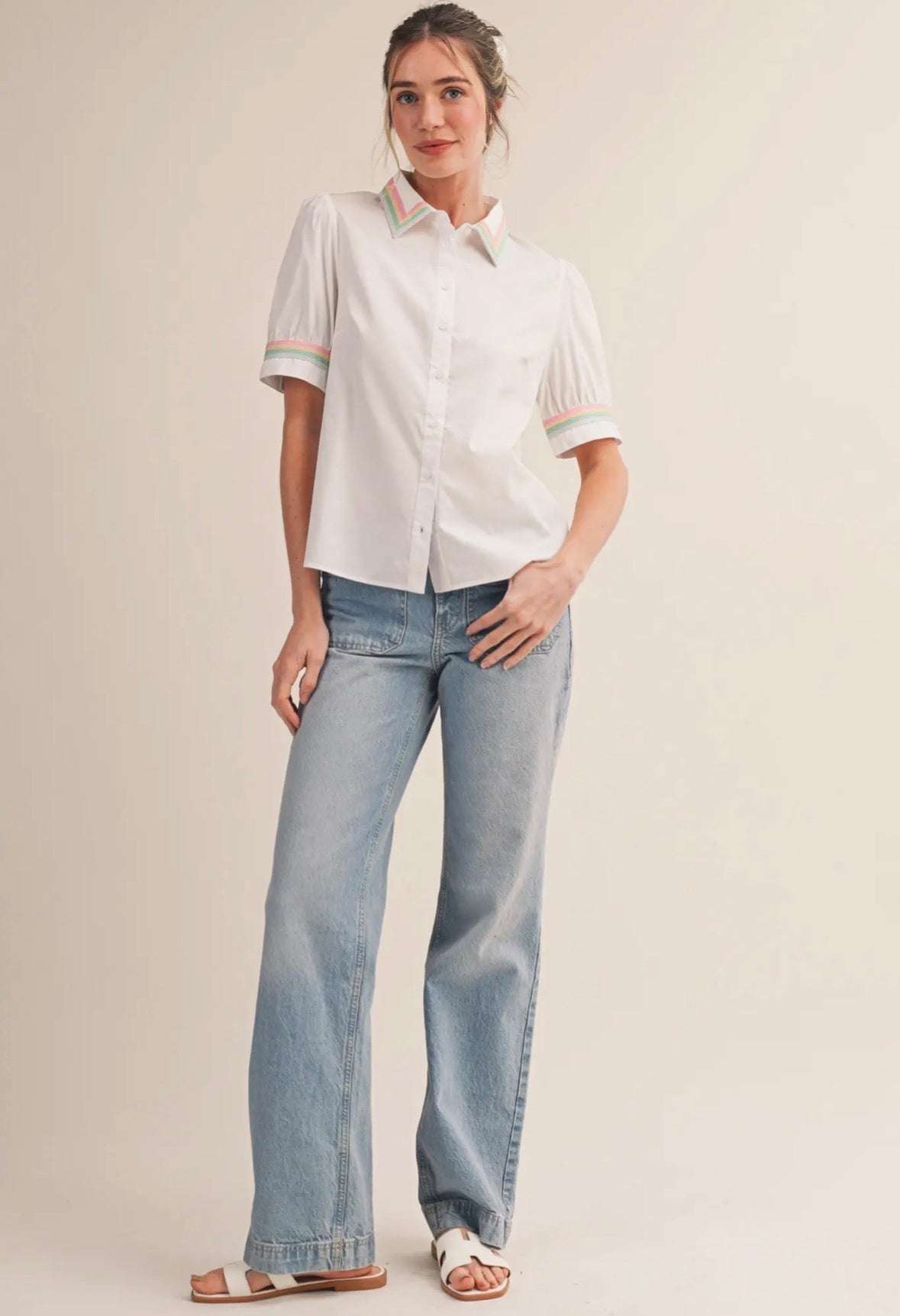 Button Down Pastel Top - Flea Boutiques