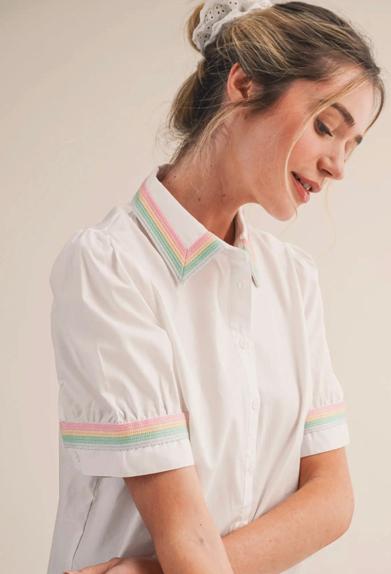 Button Down Pastel Top - Flea Boutiques