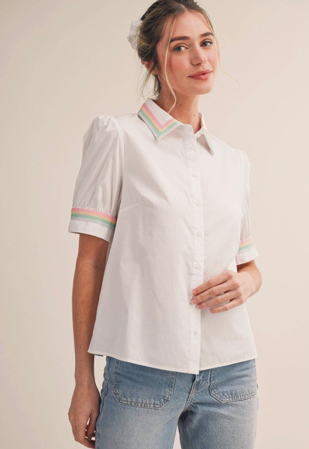 Button Down Pastel Top - Flea Boutiques
