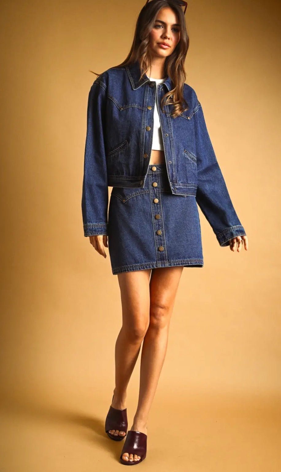 Button Front Denim Mini Skirt - Flea Boutiques