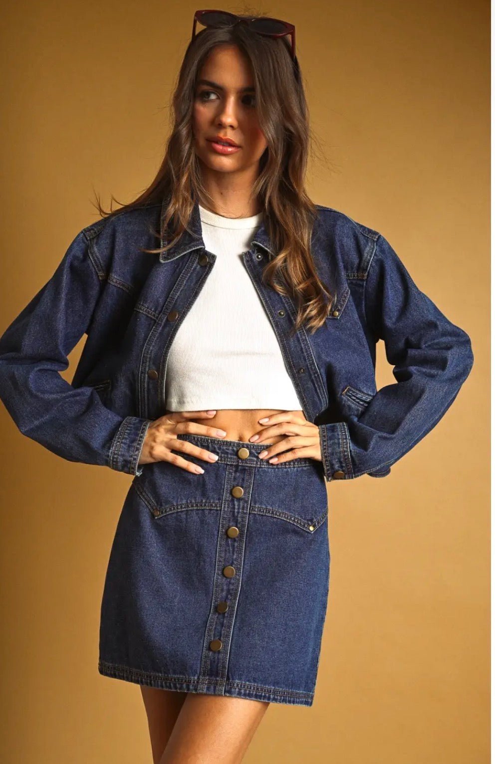 Button Front Denim Mini Skirt - Flea Boutiques