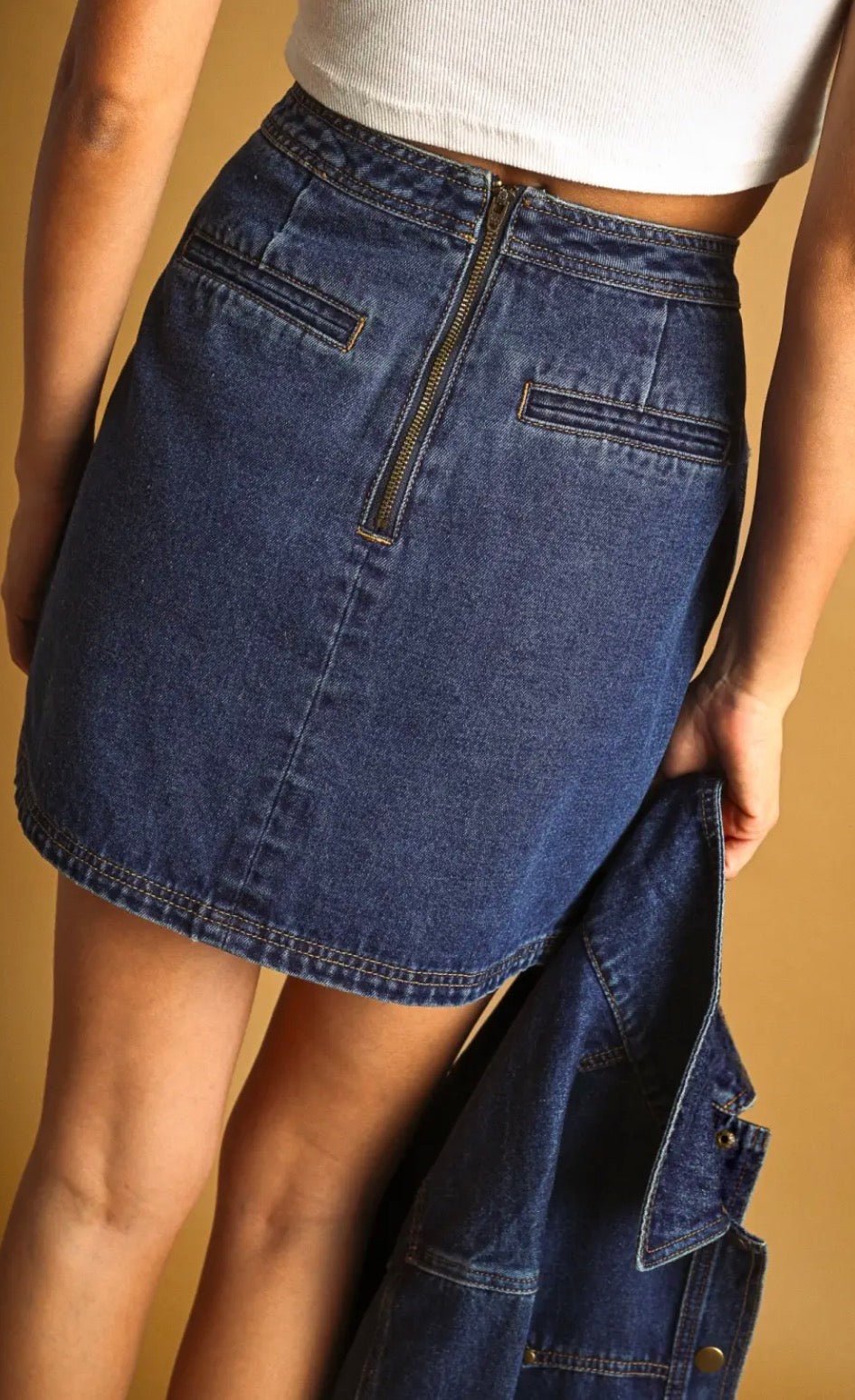 Button Front Denim Mini Skirt - Flea Boutiques
