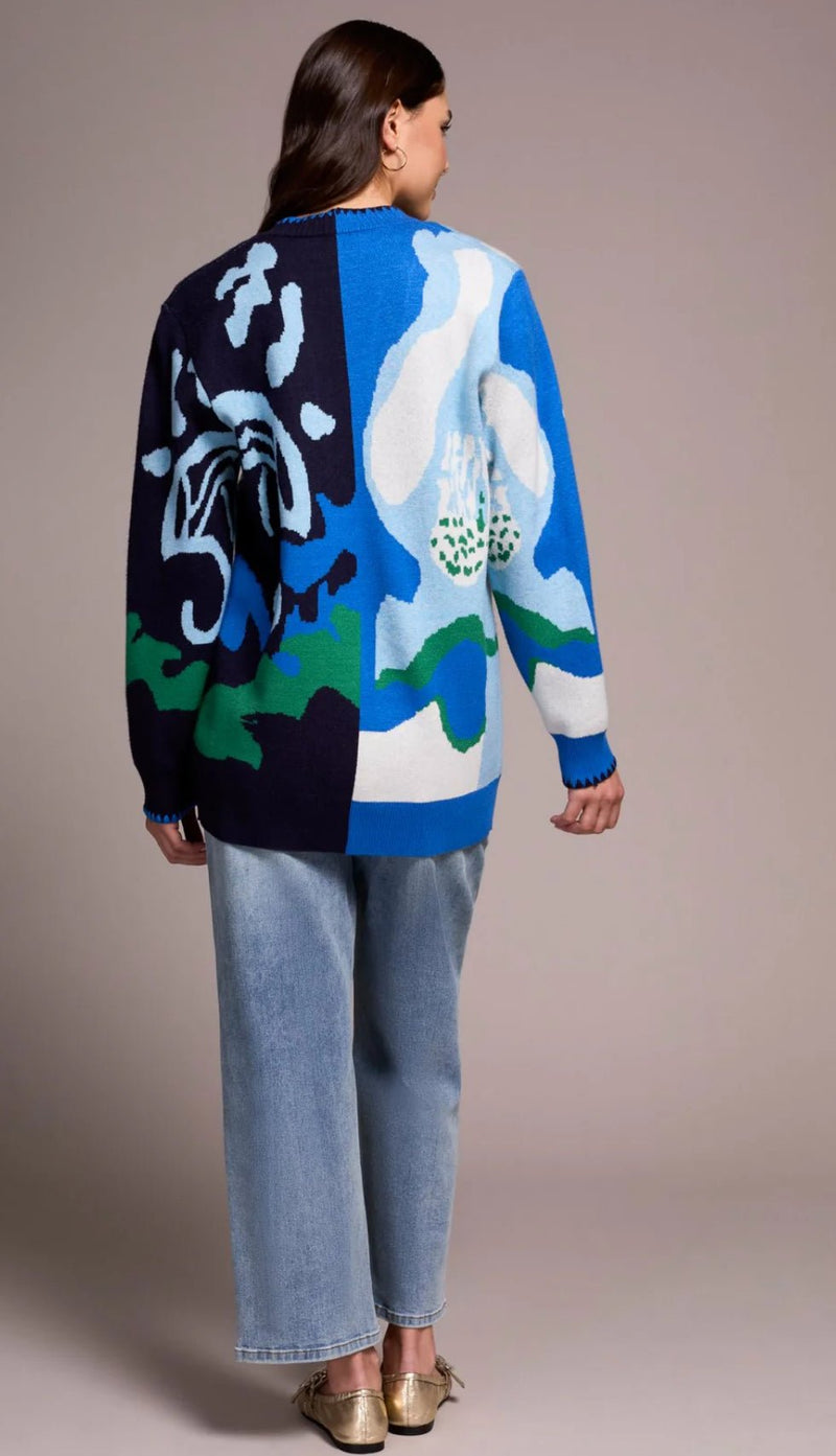 Button Front Jacquard Cardigan - Flea Boutiques