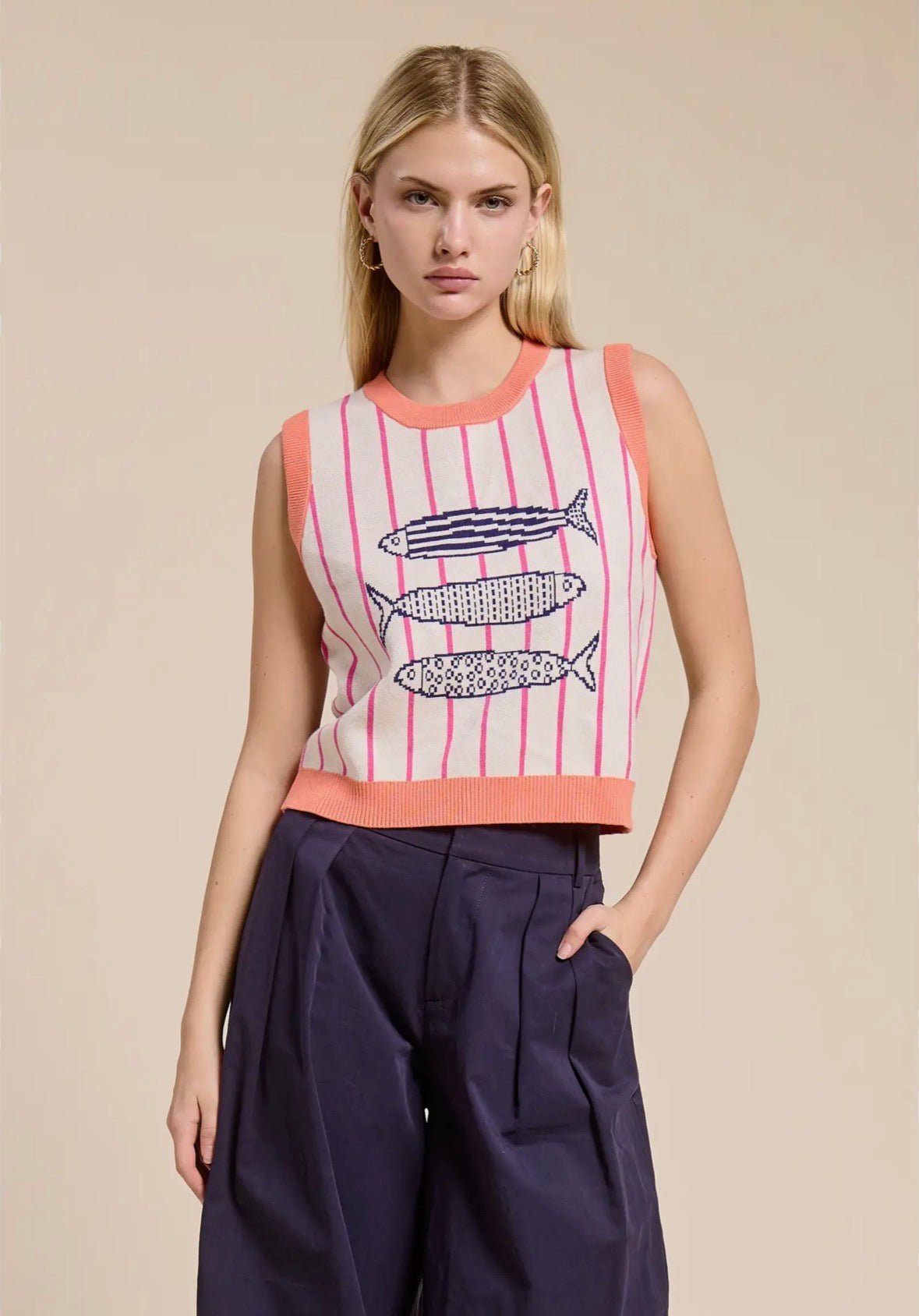 Candy Coral Marine Sweater Vest - Flea Boutiques