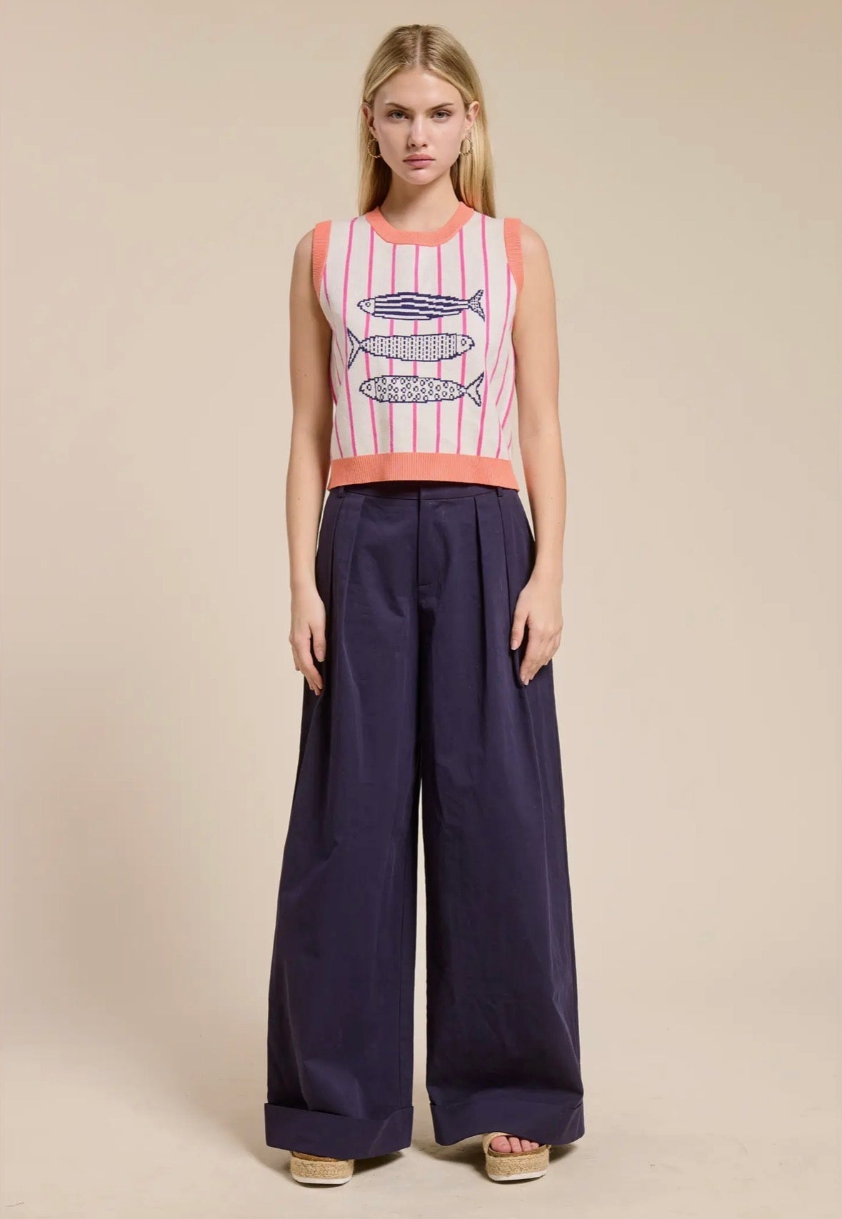 Candy Coral Marine Sweater Vest - Flea Boutiques