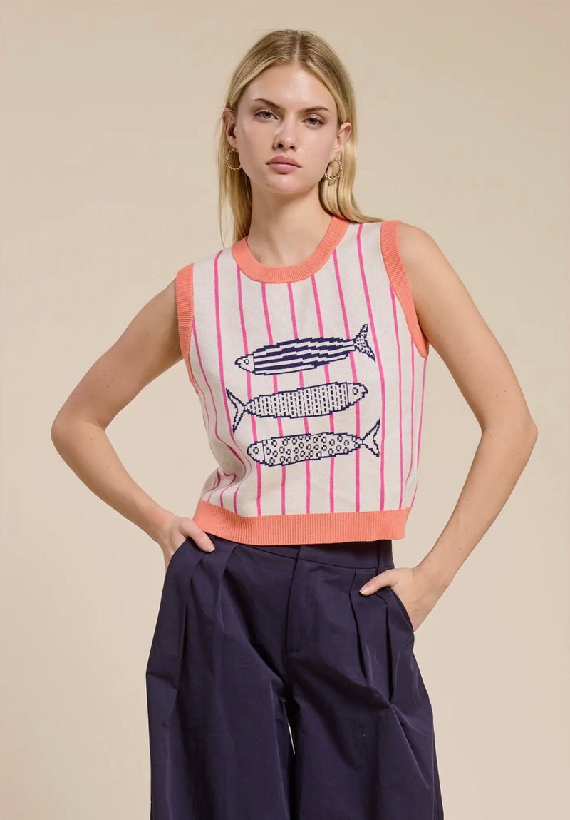 Candy Coral Marine Sweater Vest - Flea Boutiques
