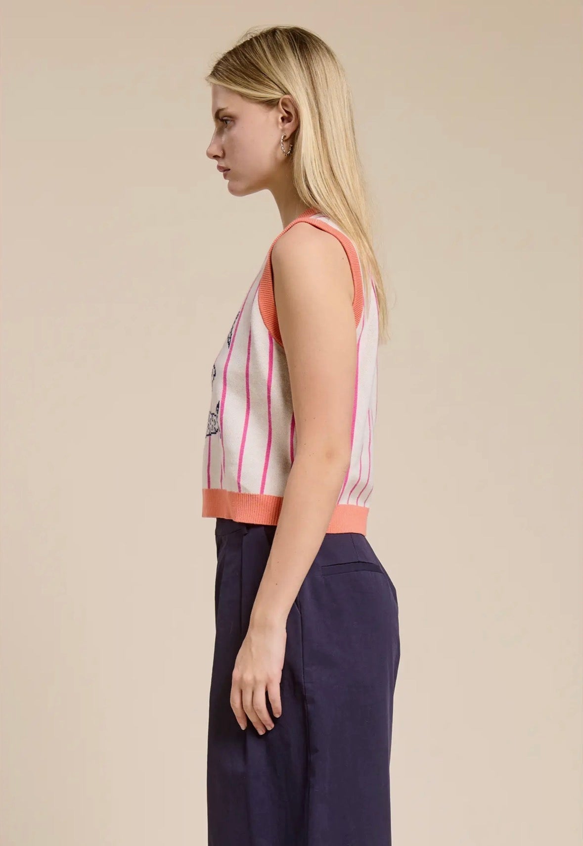 Candy Coral Marine Sweater Vest - Flea Boutiques