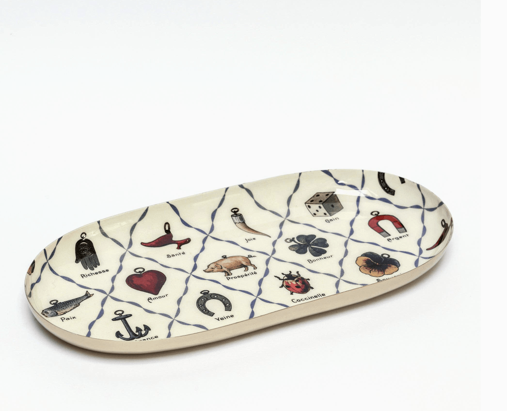 Charms Oval Enamel Printed Tray - Flea Boutiques