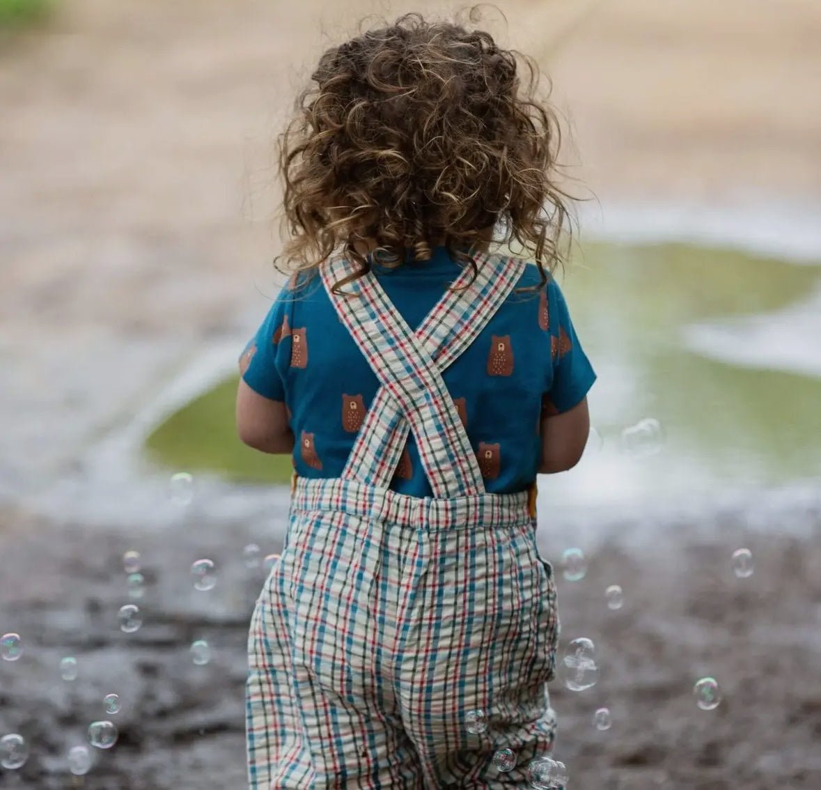 Checked Seersucker Dungaree Shorts - Flea Boutiques