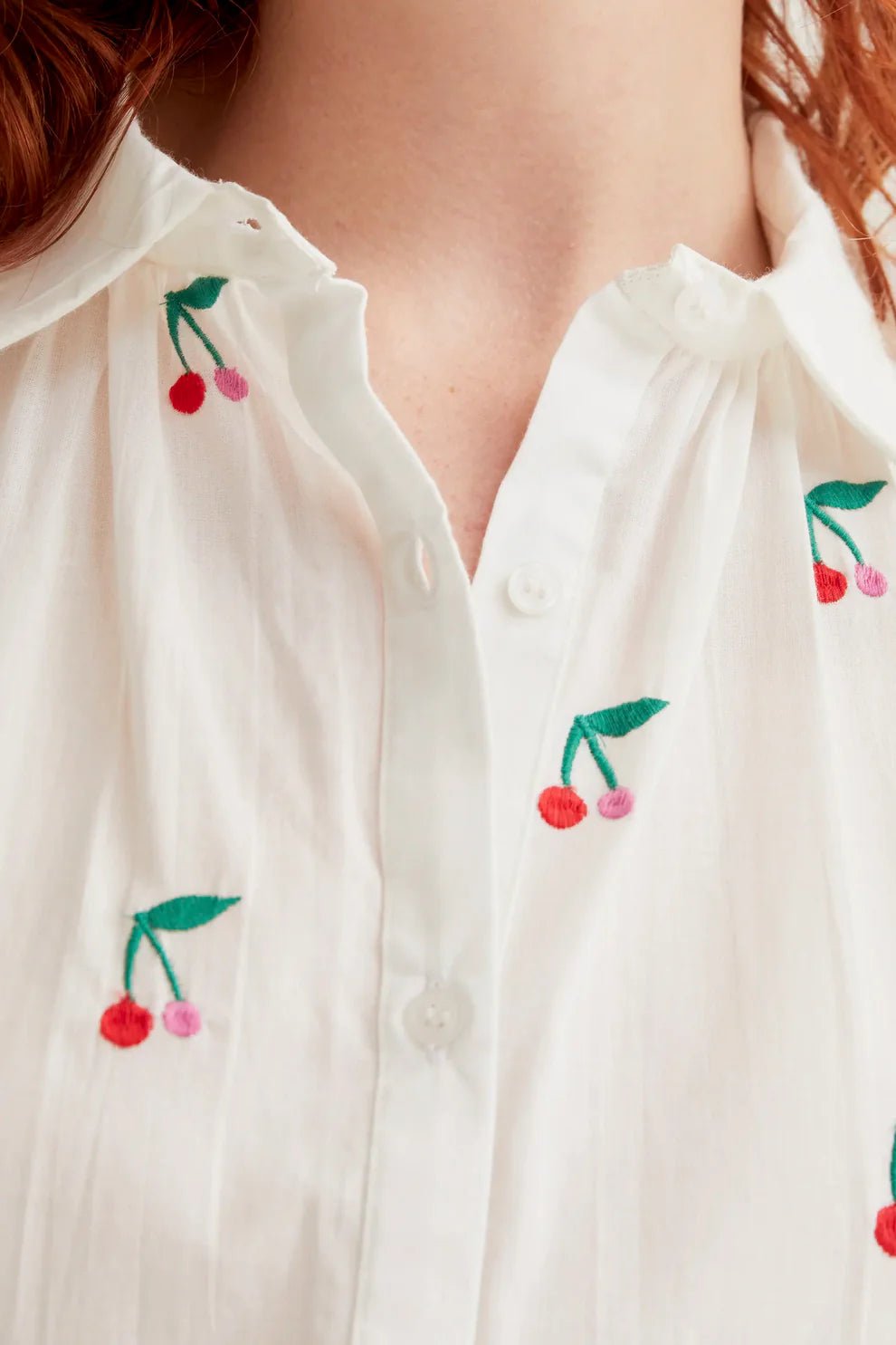 Cherry Embroidery Blouse - Flea Boutiques