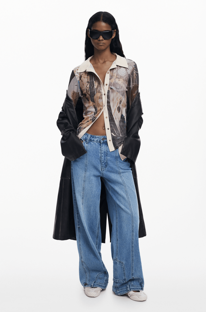 Chiffon Cuffed Shirt - Flea Boutiques