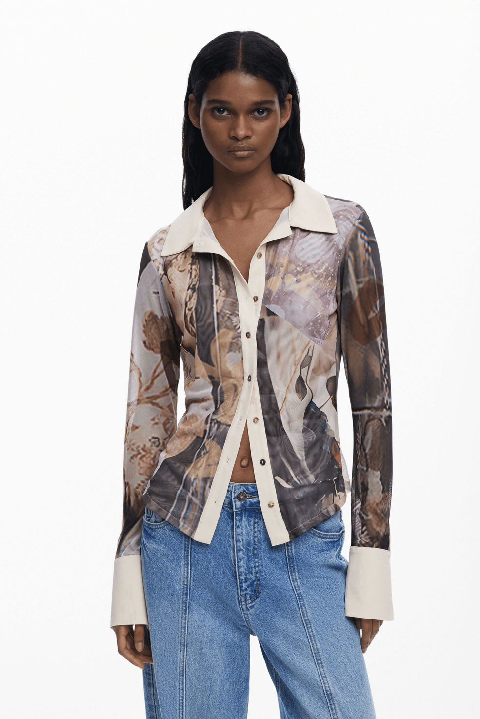 Chiffon Cuffed Shirt - Flea Boutiques