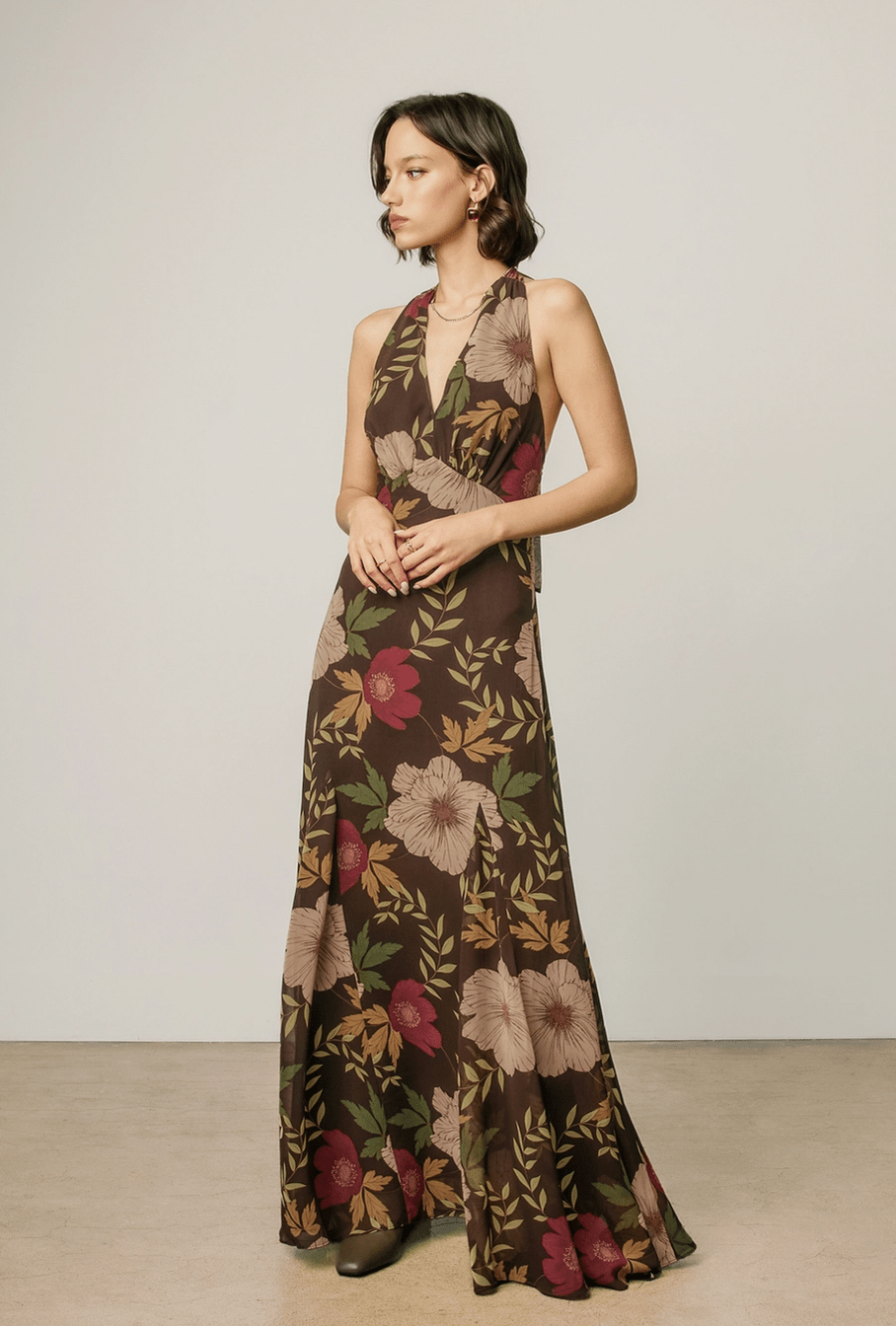 Chiffon Halter Maxi Dress - Flea Boutiques