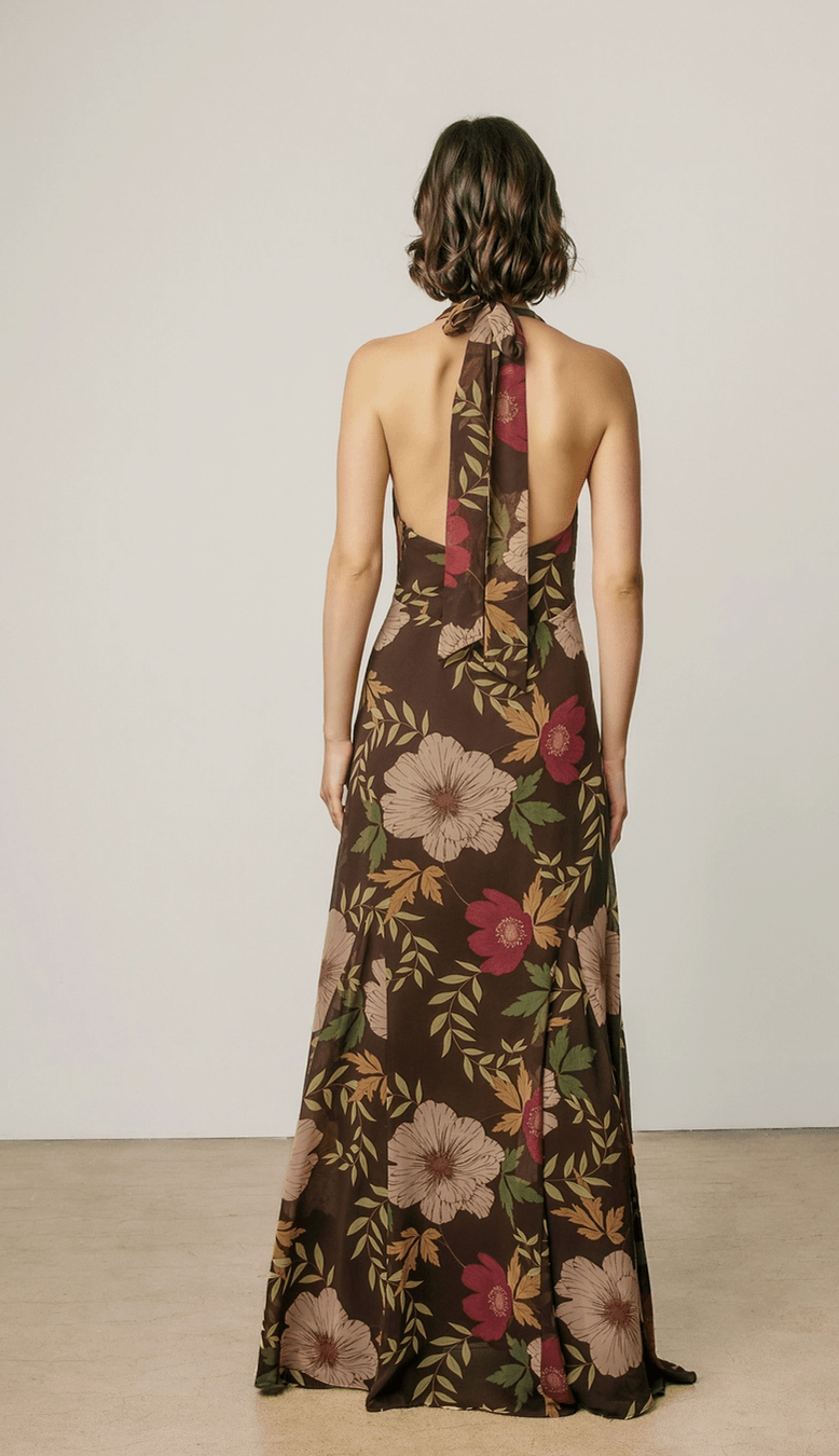 Chiffon Halter Maxi Dress - Flea Boutiques