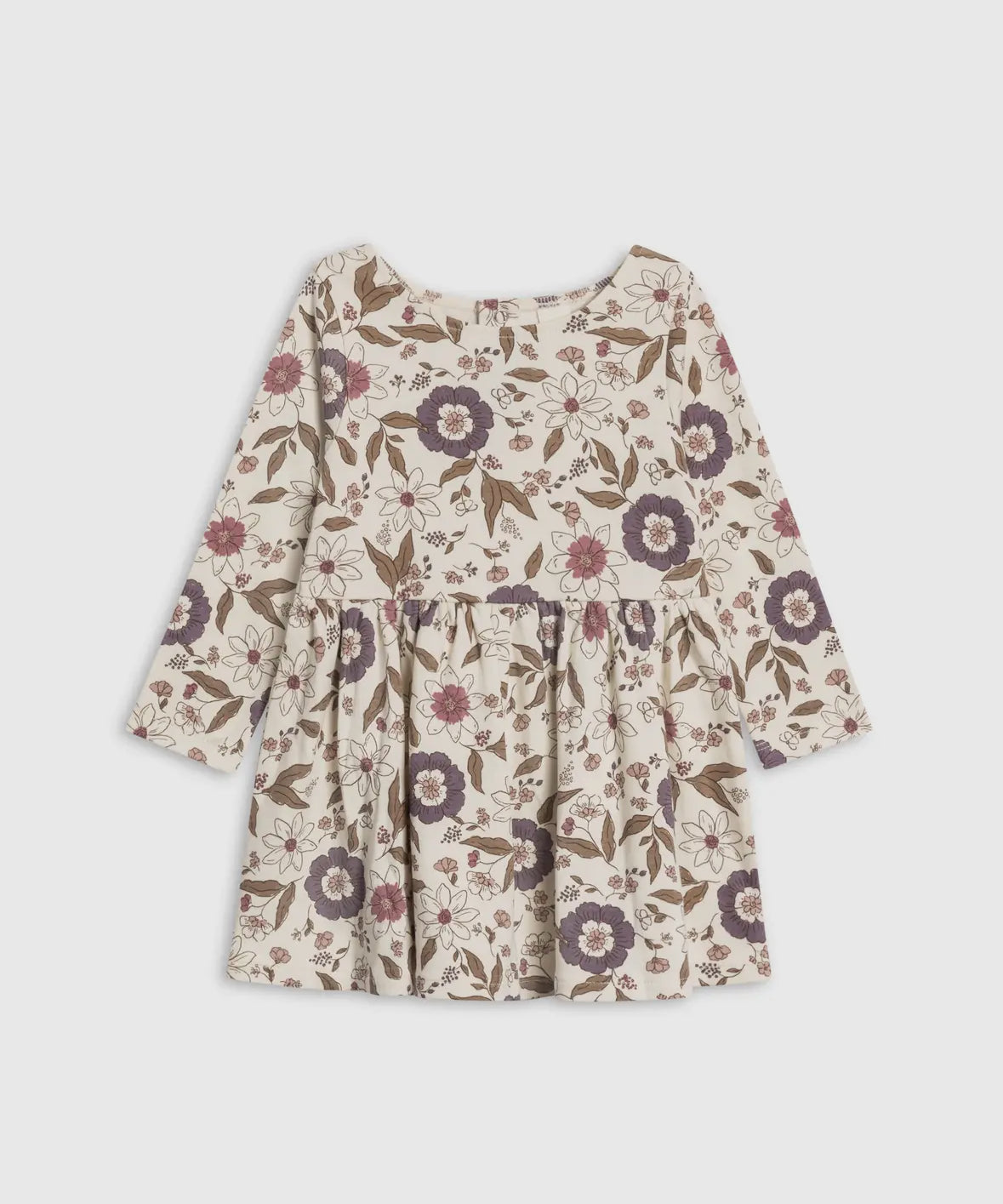 Floral dress with long sleeves on a white background