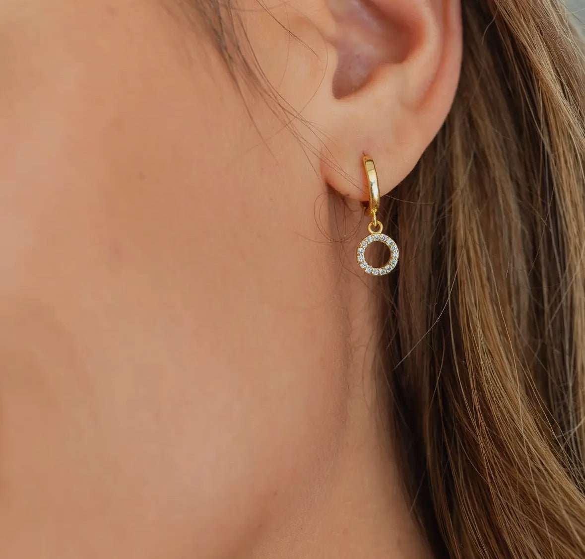 Circle Pave Huggie - Flea Boutiques