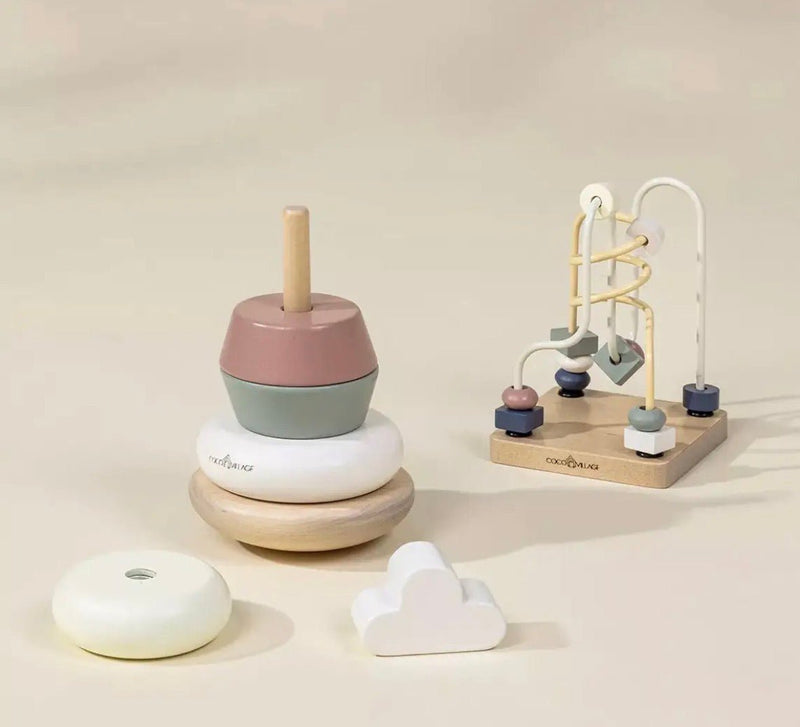 Coco Village Wooden Baby Toy Gifting Set Stacking Rings + Bead Maze - Flea Boutiques