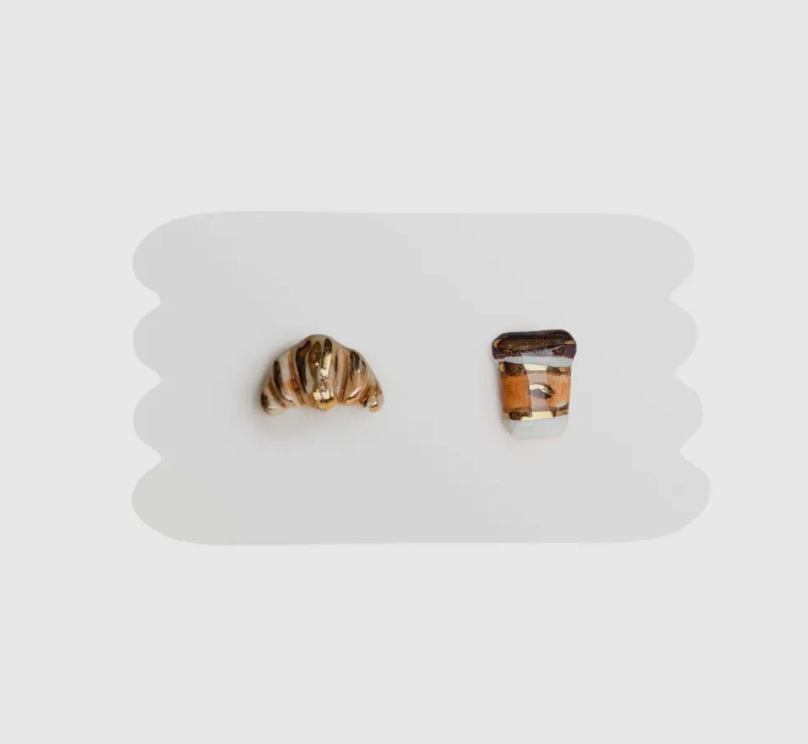 Coffee 'n" Croissant Studs - Flea Boutiques