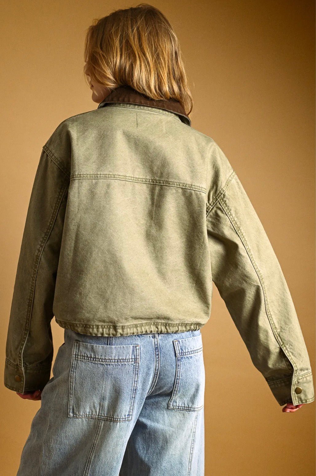 Collar Contrasted Utility Jacket - Flea Boutiques