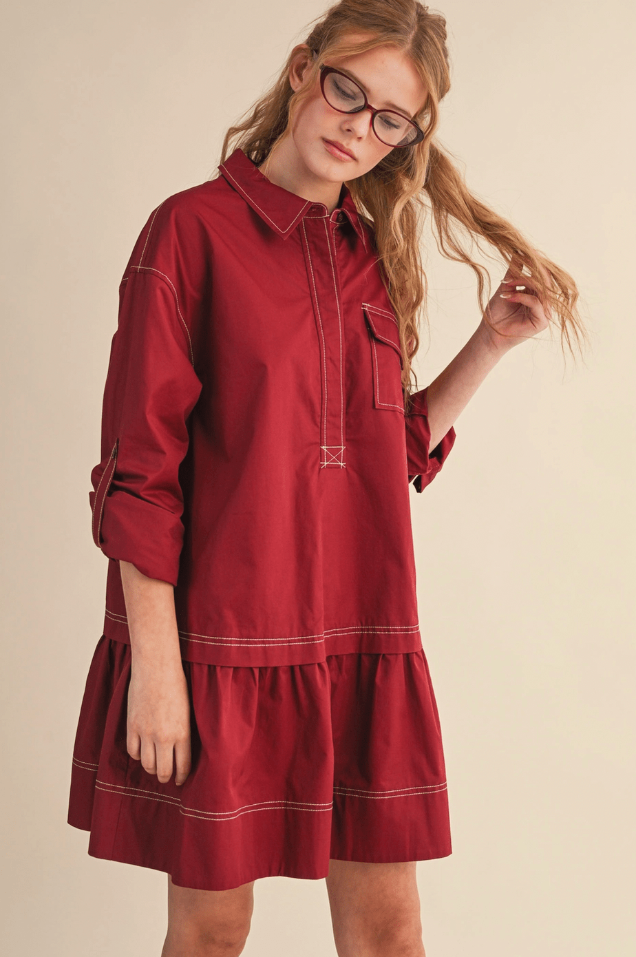 Collared Drop Waist Dress - Flea Boutiques