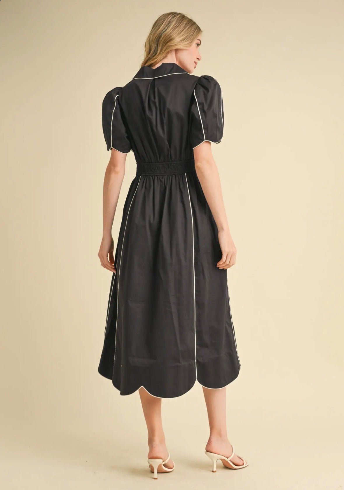 Collared Scallop Shirt Dress - Flea Boutiques