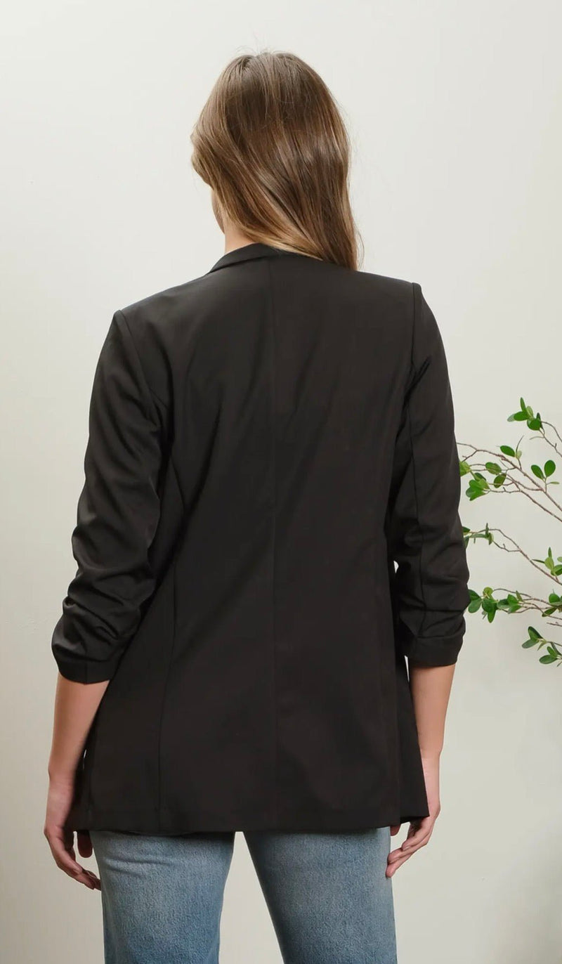Collarless 3/4 Sleeve Blazer - Flea Boutiques