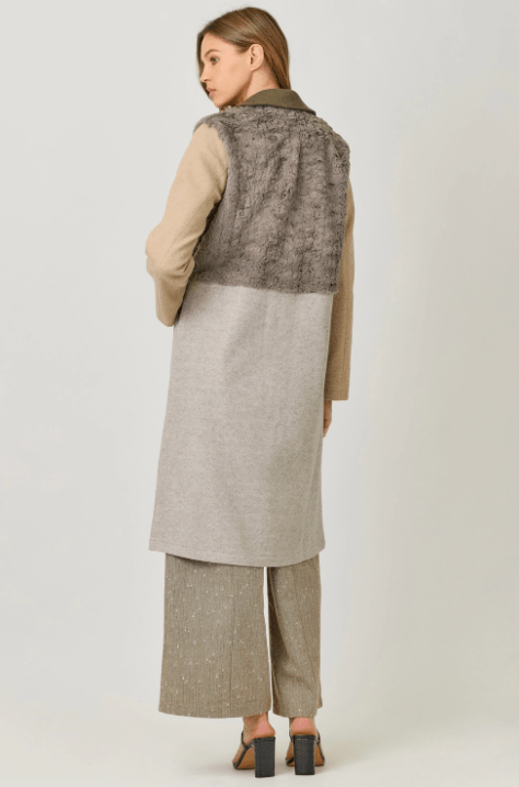 Color Blocked Long Coat - Flea Boutiques