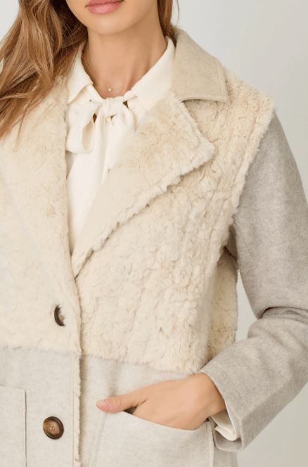 Color Blocked Long Coat - Flea Boutiques
