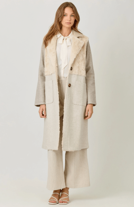 Color Blocked Long Coat - Flea Boutiques