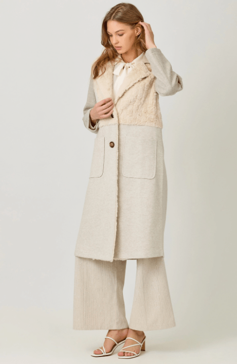 Color Blocked Long Coat - Flea Boutiques