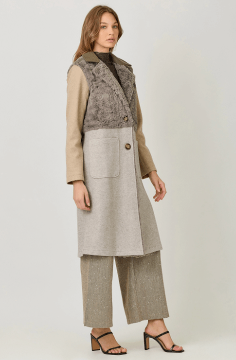 Color Blocked Long Coat - Flea Boutiques