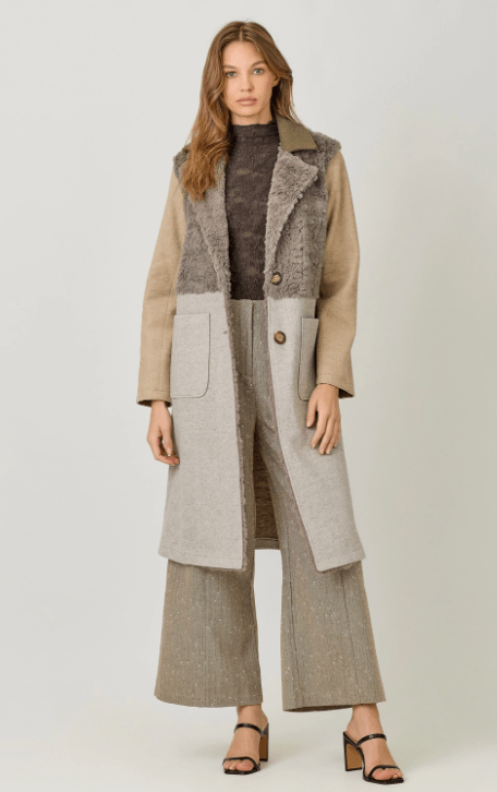 Color Blocked Long Coat - Flea Boutiques