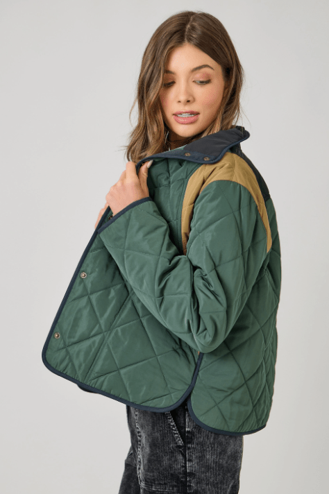Color Blocked Padded Jacket - Flea Boutiques