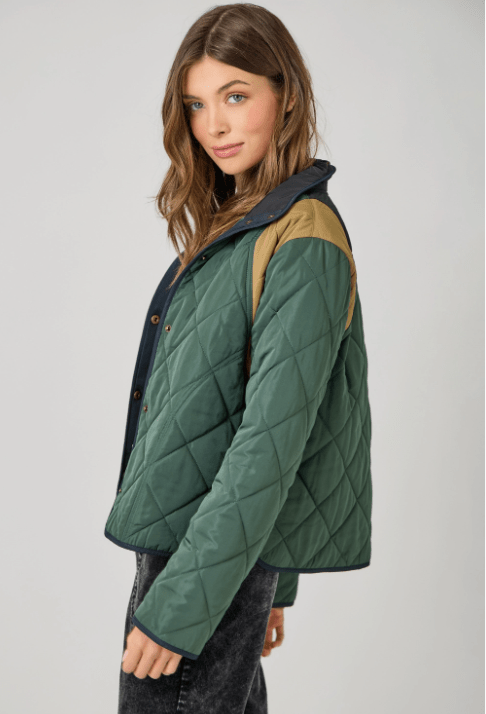 Color Blocked Padded Jacket - Flea Boutiques
