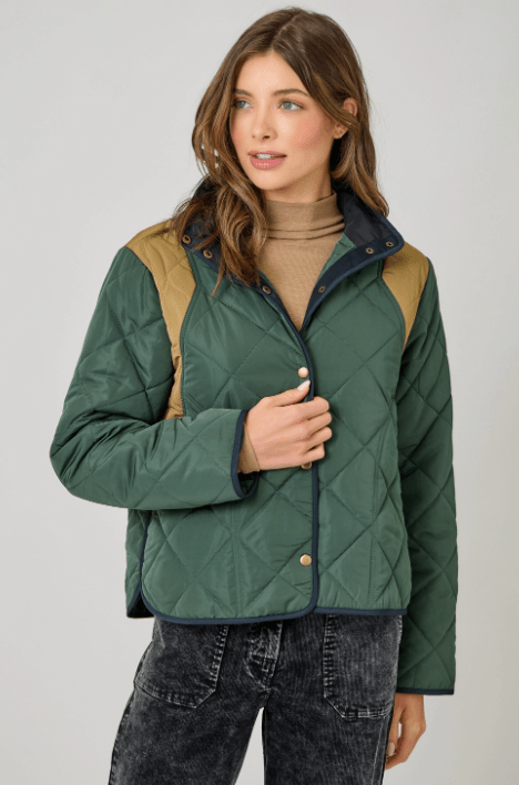 Color Blocked Padded Jacket - Flea Boutiques