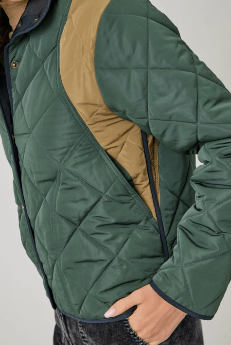 Color Blocked Padded Jacket - Flea Boutiques