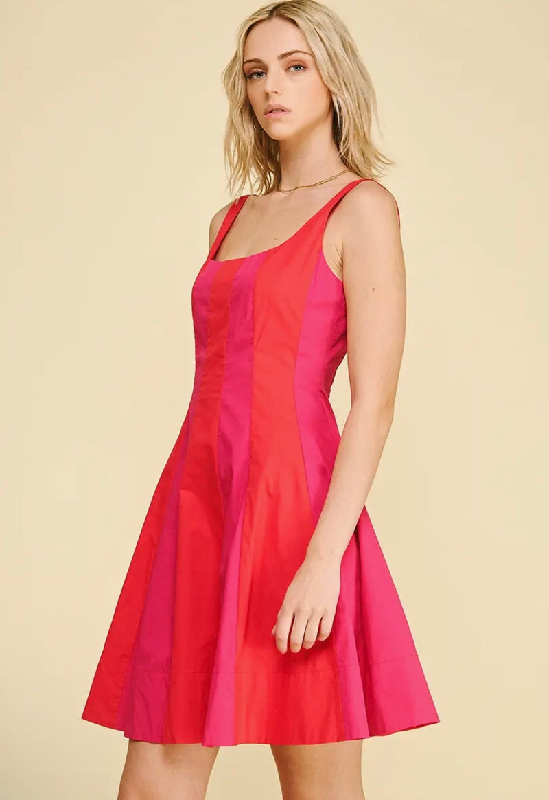 Colorblock Flared Mini Dress - Flea Boutiques